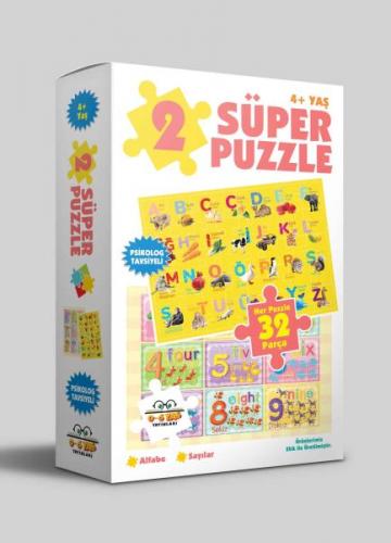 Kurye Kitabevi - 2 Süper Puzzle Alfabe-Sayılar 32 Parça