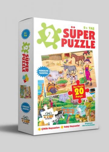 Kurye Kitabevi - 2 Süper Puzzle Çiftlik Hayvanları-Vahşi Hayvanlar 20 