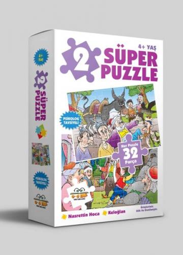 Kurye Kitabevi - 2 Süper Puzzle Nasrettin Hoca-Keloğlan 32 Parça