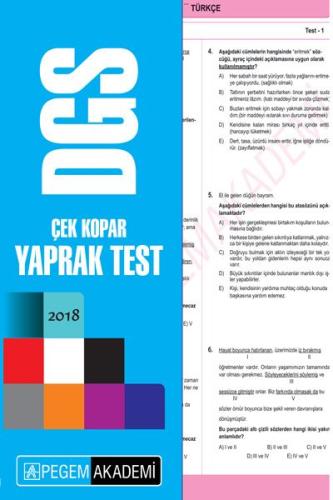 Kurye Kitabevi - 2018 DGS Çek Kopar Yaprak Test