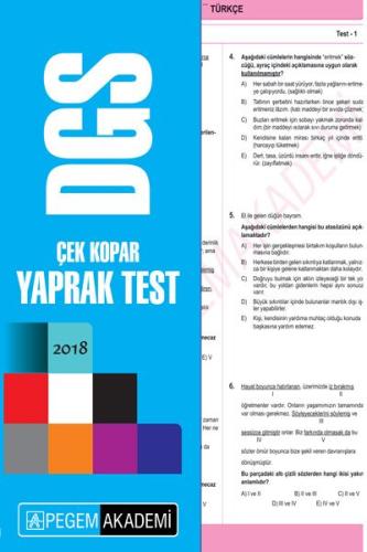 2018 DGS Çek Kopar Yaprak Test - Münzevi Kitabevi