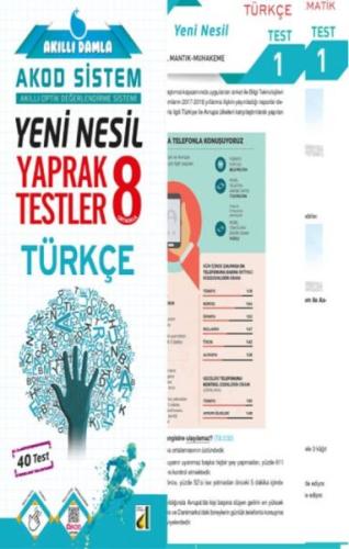 Kurye Kitabevi - Akıllı Damla Türkçe Yeni Nesil Yaprak Testler-8. Sını