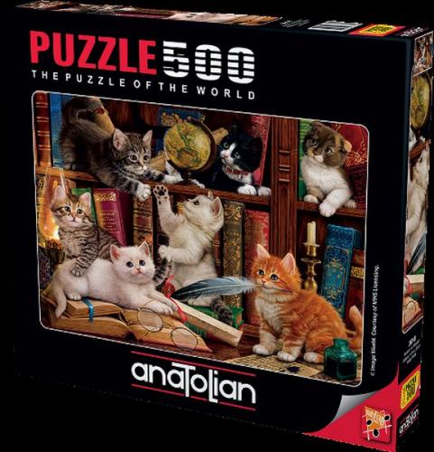 Anatolian  Kediler ve Kitaplar/ Kittens in the Library 500 Parça Puzzle