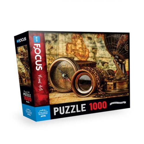 Kurye Kitabevi - Blue Focus Vintage Compass Andbinoculars - Puzzle 100