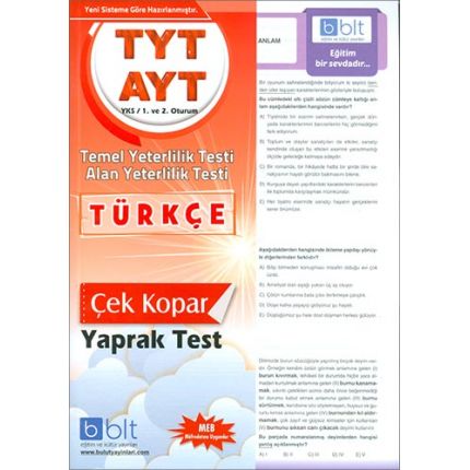 Kurye Kitabevi - Bulut Eğitim TYT AYT Türkçe Çek Kopar Yaprak Test-YEN
