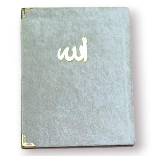 Çanta Boy Kadife Kapaklı Yasin Kitabı Süngerli 128 Sayfa Gri Renk - Mü