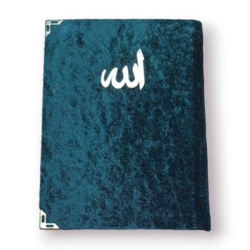Çanta Boy Kadife Kapaklı Yasin Kitabı Süngerli 128 Sayfa Koyu Yeşil Re