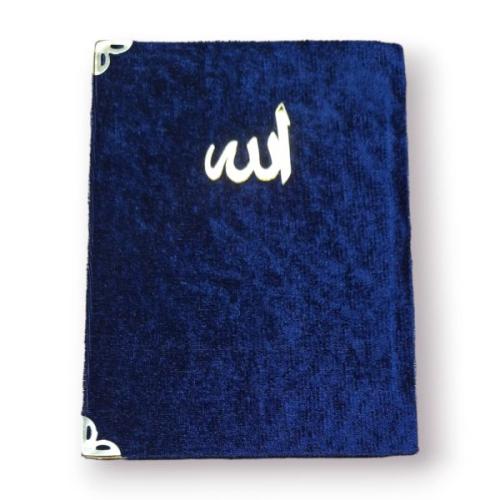 Çanta Boy Kadife Kapaklı Yasin Kitabı Süngerli 128 Sayfa Lacivert Renk