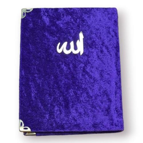 Çanta Boy Kadife Kapaklı Yasin Kitabı Süngerli 128 Sayfa Mor Renk - Mü