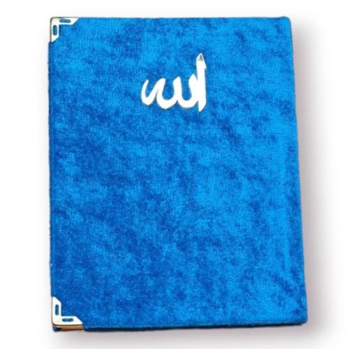 Çanta Boy Kadife Kapaklı Yasin Kitabı Süngerli 128 Sayfa Petrol Renk -