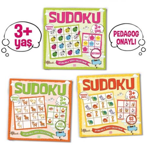 Kurye Kitabevi - Çocuklar İçin Sudoku Seti (3+ Yaş) 3 Kitap Takım