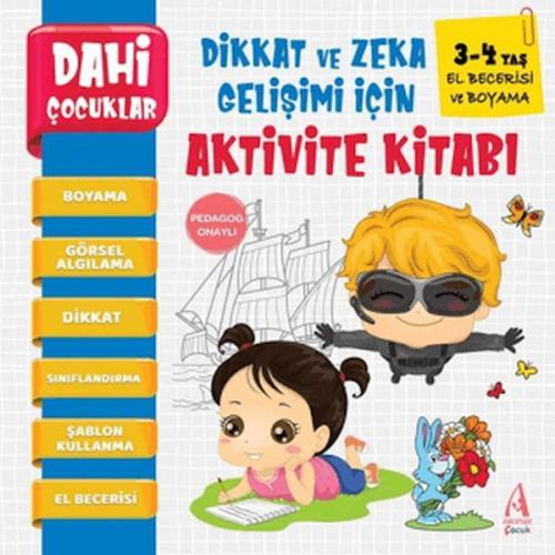 Dahi Çocuklar El Berecerisi Ve Boyama  Dikkat ve Zeka Gelişimi İçin Aktivite Kitabı (3-4 Yaş)