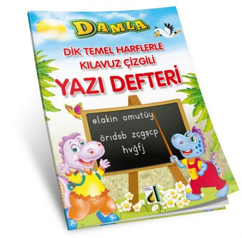 Dik Temel Harflerle Kılavuz Çizgili Yazı Defteri (Büyük Boy)