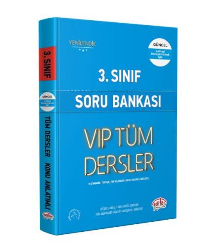 Kurye Kitabevi - Editör 3. Sınıf VIP Tüm Dersler Soru Bankası Mavi Kit