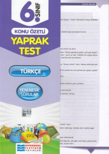 Kurye Kitabevi - Evrensel 6. Sınıf Türkçe Konu Özetli Yaprak Test YENİ