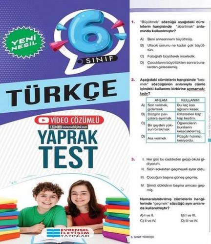 Kurye Kitabevi - Evrensel 6. Sınıf Türkçe Yeni Nesil Yaprak Test-YENİ