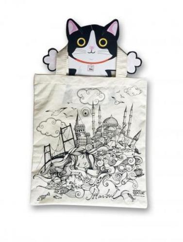 Funny Bag Çanta İstanbul ve Kediler - 38x40 cm