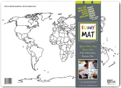 Kurye Kitabevi - Funny Mat Dünya Dilsiz Haritası 33,5x48cm