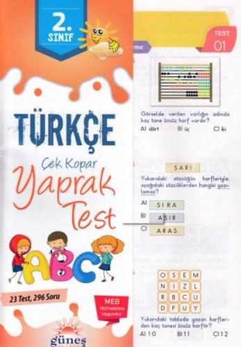 Kurye Kitabevi - Güneş 2. Sınıf Türkçe Çek Kopar Yaprak Test-YENİ