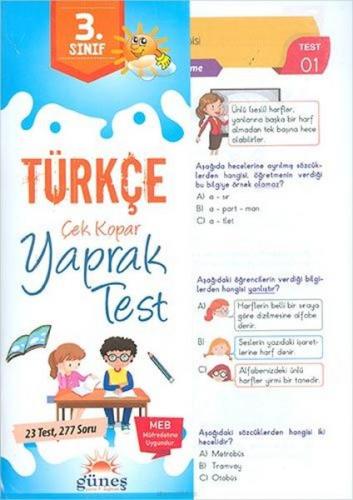 Kurye Kitabevi - Güneş 3. Sınıf Türkçe Çek Kopar Yaprak Test-YENİ