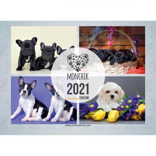 Kurye Kitabevi - Köpekli Katlamalı Duvar Takvimi 2021
