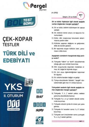 Kurye Kitabevi - Pergel YKS-AYT Türk Dili ve Edebiyatı Çek Kopar Testl