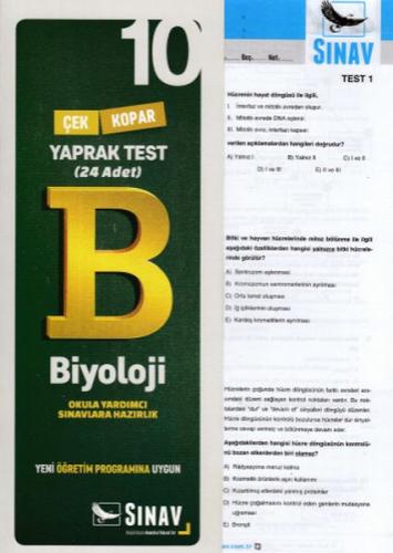 Sınav 10. Sınıf Biyoloji Çek Kopar Yaprak Test (Yeni)