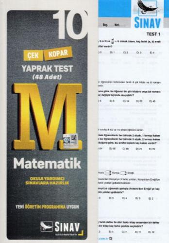 Kurye Kitabevi - Sınav 10. Sınıf Matematik Çek Kopar Yaprak Test 48 Ad