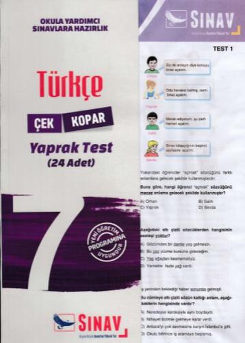 Kurye Kitabevi - Sınav 7. Sınıf Türkçe Çek Kopar Yaprak Test Yeni