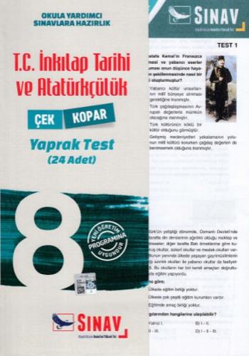 Sınav 8. Sınıf T.C. İnkılap Tarihi ve Atatürkçülük Çek Kopar Yaprak Test (Yeni)
