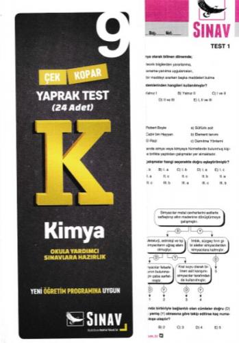 Kurye Kitabevi - Sınav 9. Sınıf Kimya Çek Kopar Yaprak Test 24 Adet-YE