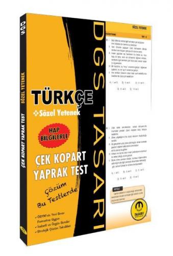 Kurye Kitabevi - Tasarı DGS Türkçe Sözel Yetenek Yaprak Test Çek Kopar